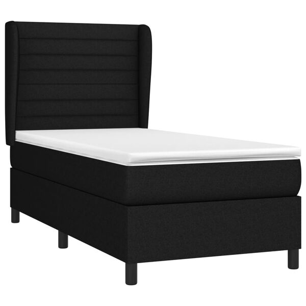 vidaXL Cama box spring con colch&oacute;n tela negro 80x200 cm
