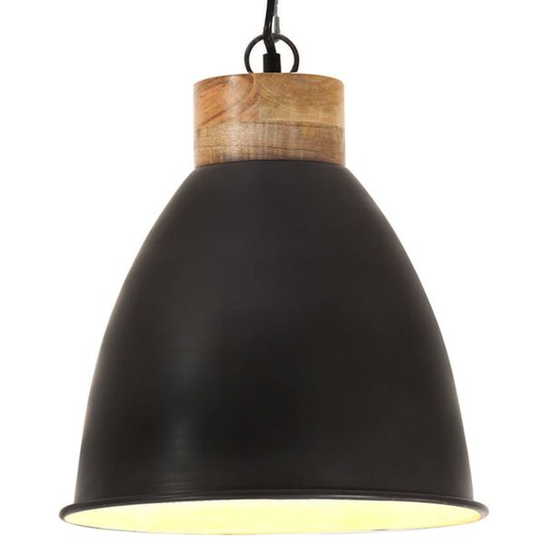 vidaXL L&aacute;mpara colgante industrial hierro negro y madera 35 cm E27