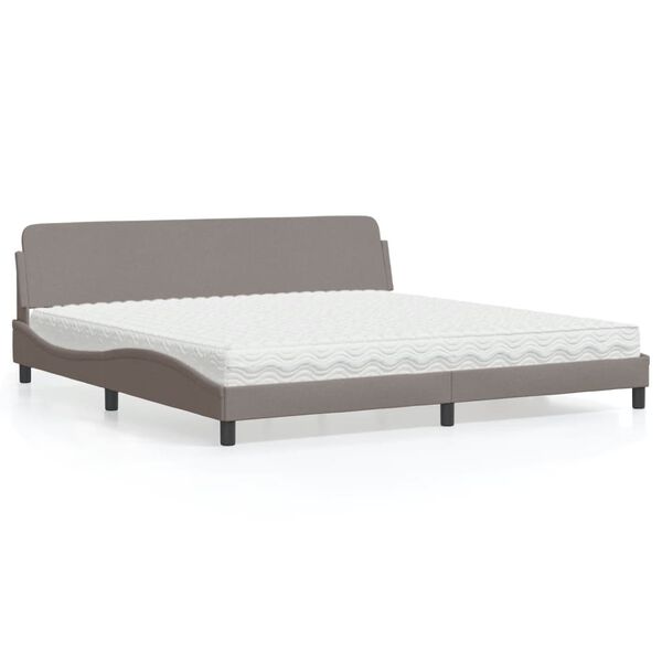 vidaXL Cama con colch&oacute;n Dover tela gris taupe 200x200 cm