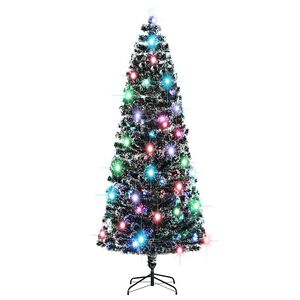 vidaXL &Aacute;rbol de Navidad preiluminado con soporte y LED fibra &oacute;ptica 240 cm