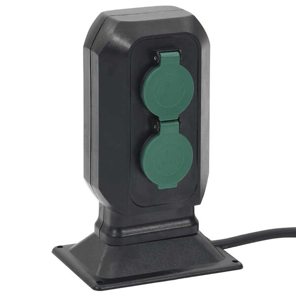 vidaXL Enchufe de exterior con estaca 4 vías negro verde 15,5x11x24 cm