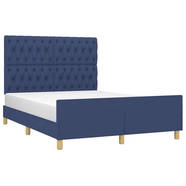 vidaXL Cama sin colch&oacute;n tela azul 140x190 cm