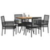 vidaXL Conjunto de Comedor de Jardín 5 pcs Negro ratán sintético