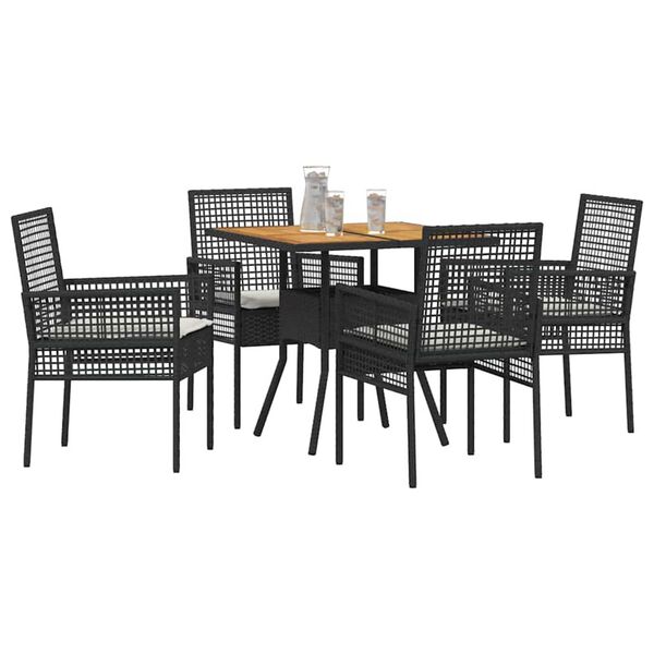 vidaXL Conjunto de Comedor de Jardín 5 pcs Negro ratán sintético
