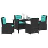 vidaXL Conjunto de Comedor de Jard&iacute;n 5 pcs Negro Polirat&aacute;n
