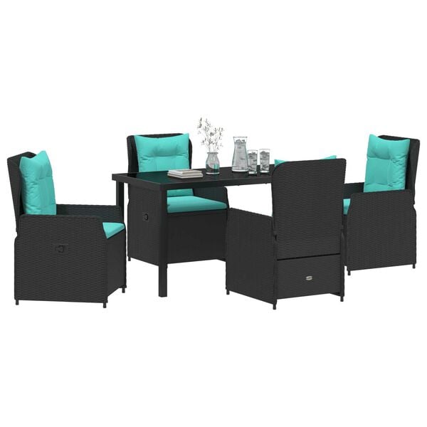 vidaXL Conjunto de Comedor de Jard&iacute;n 5 pcs Negro Polirat&aacute;n