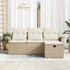 vidaXL Conjunto de sof&aacute; de jard&iacute;n 4 pcs Beige y Crema rat&aacute;n sint&eacute;tico