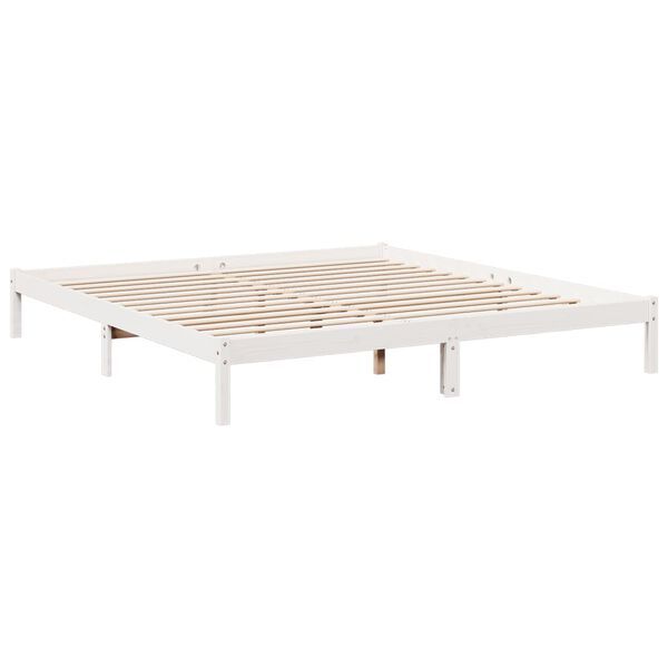 vidaXL Cama extralarga sin colch&oacute;n madera maciza pino blanca 180x210cm