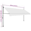 vidaXL Toldo manual retráctil con LED crema 350 cm