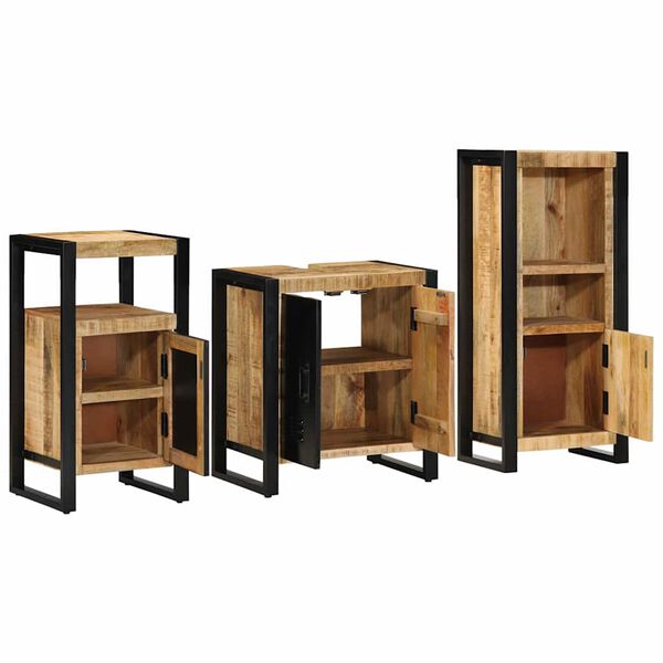 vidaXL Juego de muebles de ba&ntilde;o con caj&oacute;n 3 pcs Madera de mango maciza