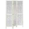vidaXL Biombo separador de 3 paneles madera maciza Paulownia blanco