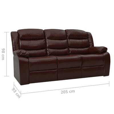 vidaXL Juego de sofás reclinables 2 piezas cuero sintético marrón
