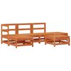vidaXL Conjunto de Sof&aacute;s de Jard&iacute;n 5 pcs Marr&oacute;n Cera Pino macizo