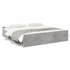 vidaXL Cama con cajones madera ingenier&iacute;a gris hormig&oacute;n 200x200 cm
