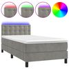 vidaXL Cama box spring colch&oacute;n y LED terciopelo gris claro 80x200 cm