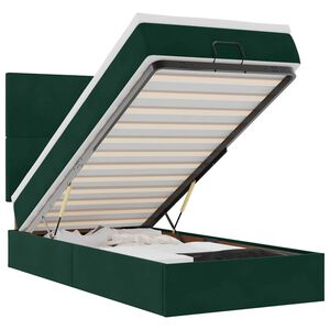 vidaXL Estructura cama otomana colchones verde oscuro 90x190cm