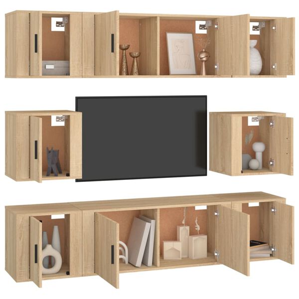vidaXL Set de muebles para TV 8 pzas madera contrachapada roble Sonoma