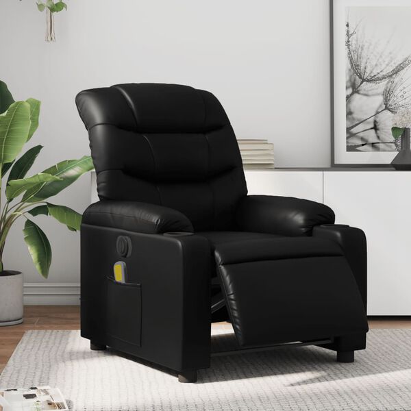 vidaXL Sill&oacute;n de masaje reclinable el&eacute;ctrico cuero sint&eacute;tico negro