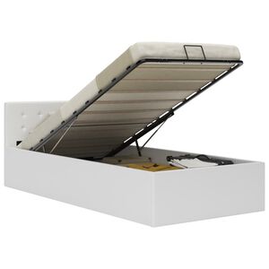 vidaXL Cama canap&eacute; hidr&aacute;ulica cuero sint&eacute;tico blanco 90x200 cm