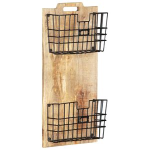 vidaXL Perchero de pared madera maciza de mango sin tratar 33x10x67 cm