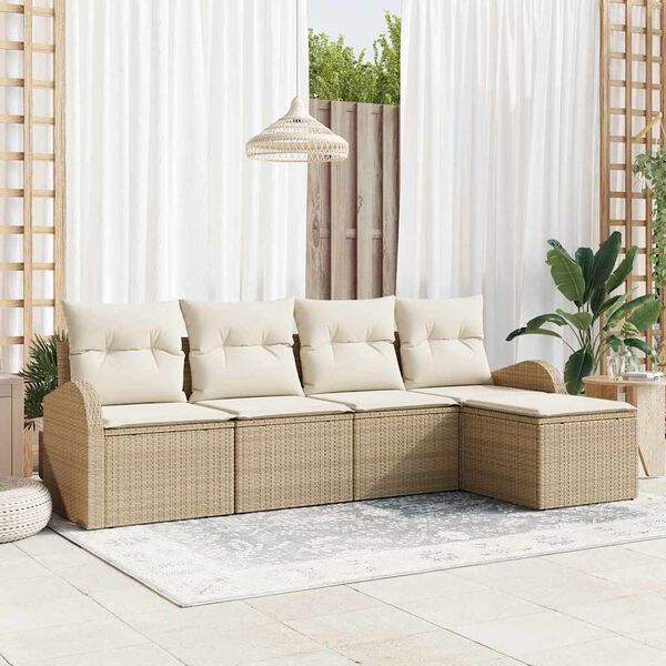 vidaXL Conjunto de sof&aacute; de jard&iacute;n Beige rat&aacute;n sint&eacute;tico