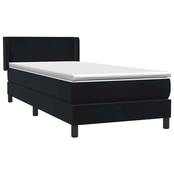 vidaXL Cama box spring con colch&oacute;n cuero sint&eacute;tico negro 90x210 cm
