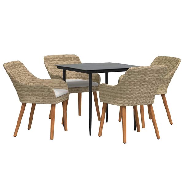 vidaXL Conjunto de Comedor de Jard&iacute;n 5 pcs Beige rat&aacute;n sint&eacute;tico