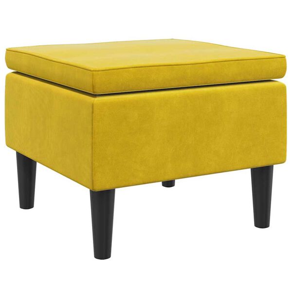 vidaXL Taburete con patas de madera terciopelo amarillo