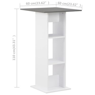vidaXL Mesa alta de cocina blanco y gris antracita 60x60x110 cm