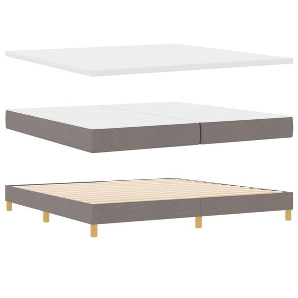 vidaXL Cama tipo Box Spring con colch&oacute;n Taup&eacute; 200 x 200 cm Poli&eacute;ster