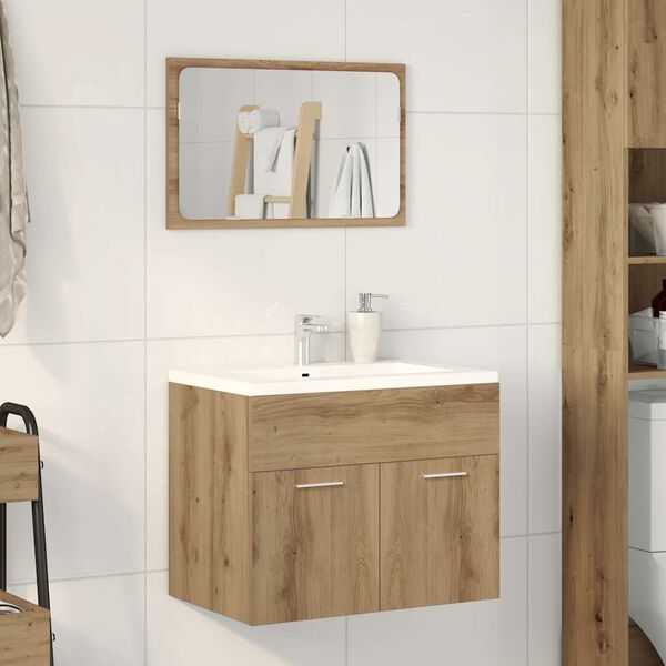 vidaXL Juego de muebles ba&ntilde;o 2 piezas madera ingenier&iacute;a roble artisan
