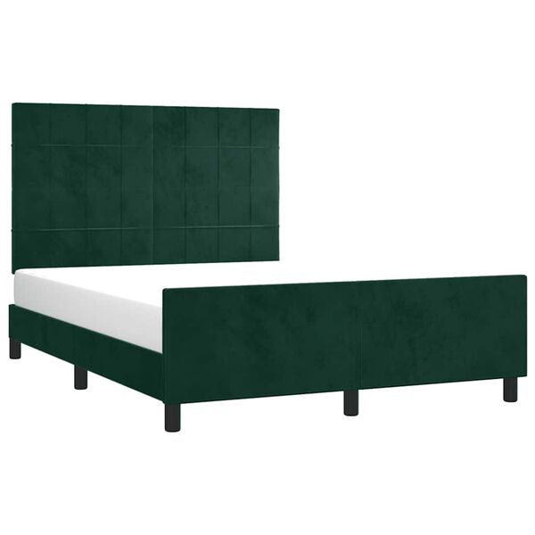 vidaXL Estructura cama sin colch&oacute;n terciopelo verde oscuro 140x200 cm