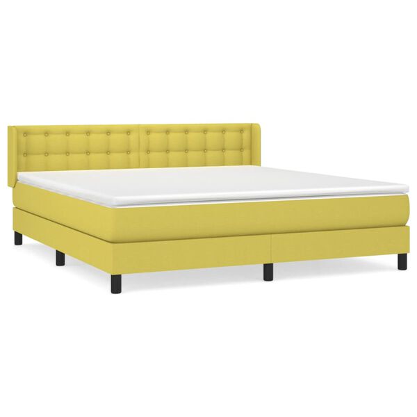 vidaXL Cama box spring con colch&oacute;n tela verde 180x200 cm
