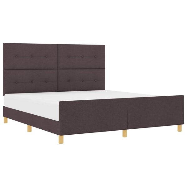 vidaXL Estructura de cama con cabecera Marr&oacute;n oscuro 180 x 200 cm tela