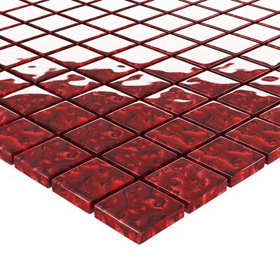 vidaXL Azulejos de mosaico 11 unidades vidrio rojo 30x30 cm
