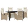 vidaXL Conjunto de Comedor de Jard&iacute;n 5 pcs Beige rat&aacute;n sint&eacute;tico