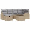 vidaXL Conjunto de sof&aacute; de jard&iacute;n 7 uds. Beige rat&aacute;n sint&eacute;tico