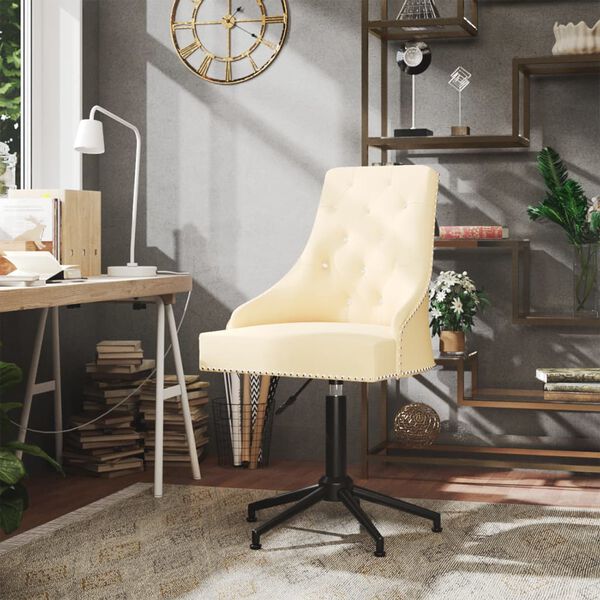 vidaXL Silla de comedor giratoria de terciopelo crema