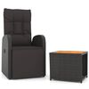 vidaXL Juego muebles jard&iacute;n 2 pzas madera acacia rat&aacute;n sint&eacute;tico negro