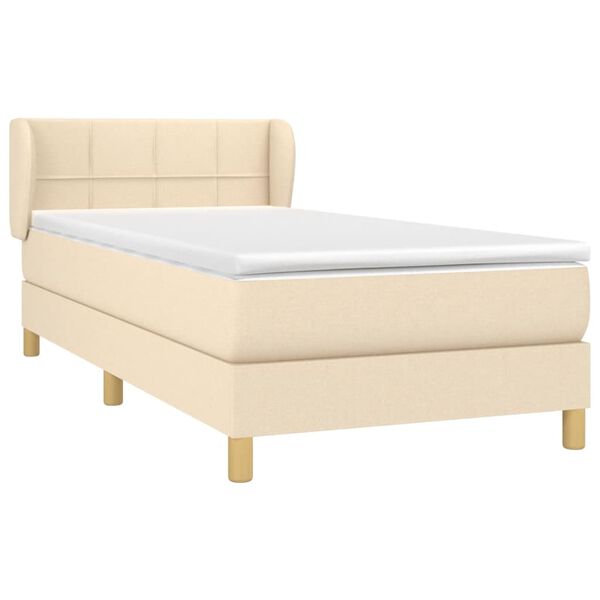 vidaXL Cama box spring con colch&oacute;n tela color crema 80x200 cm