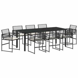 vidaXL Conjunto de Comedor de Jard&iacute;n 9 pcs Negro