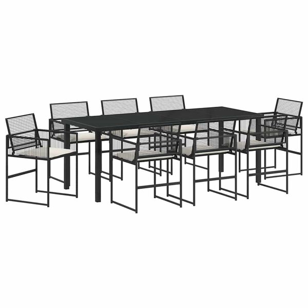 vidaXL Conjunto de Comedor de Jard&iacute;n 9 pcs Negro