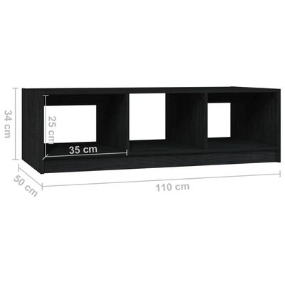 vidaXL Mesa de centro madera maciza de pino negro 110x50x34 cm