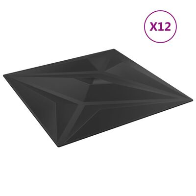 vidaXL Paneles de pared 12 uds XPS estrella negro 50x50 cm 3 m²
