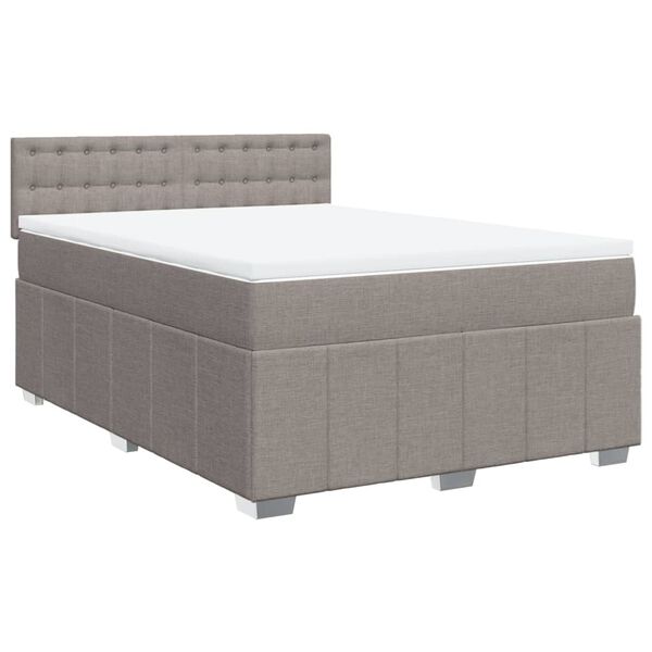 vidaXL Cama box spring con colch&oacute;n tela gris taupe 140x190 cm