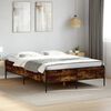 vidaXL Estructura cama madera ingenier&iacute;a metal roble ahumado 150x200cm