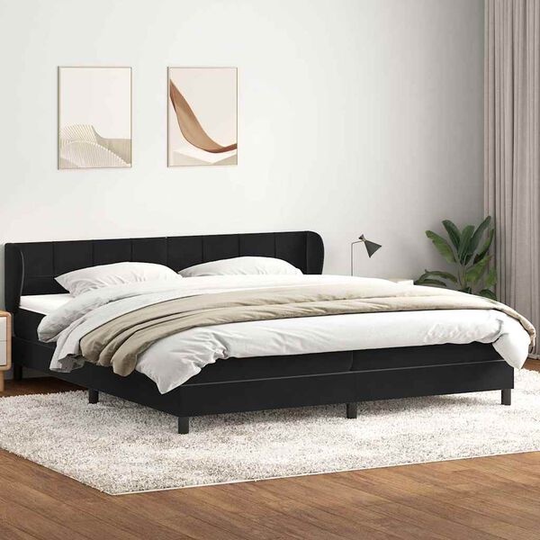 vidaXL Cama box spring con colchones terciopelo negro 180x210 cm