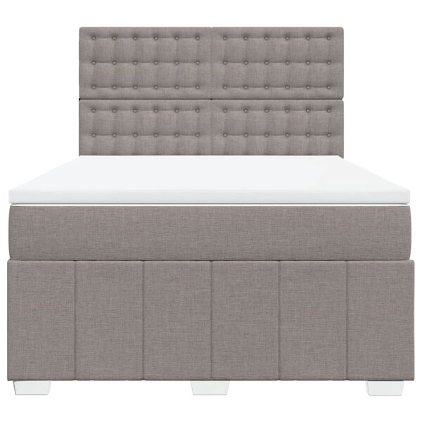vidaXL Cama box spring con colch&oacute;n tela gris taupe 140x190 cm