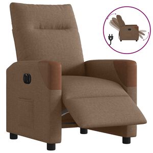 vidaXL Sill&oacute;n reclinable el&eacute;ctrico de tela marr&oacute;n