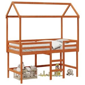 vidaXL Estructura de cama alta Marr&oacute;n Cera 90 x 190 cm Pino macizo